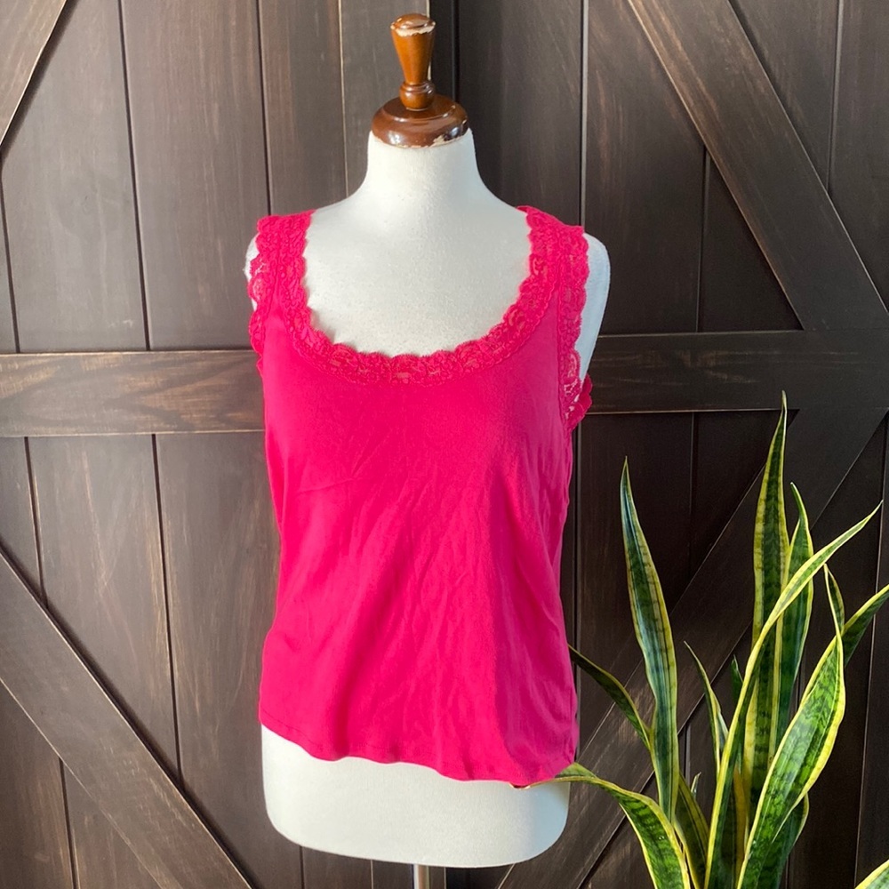 Chaps XL hot pink tank with lace trim
